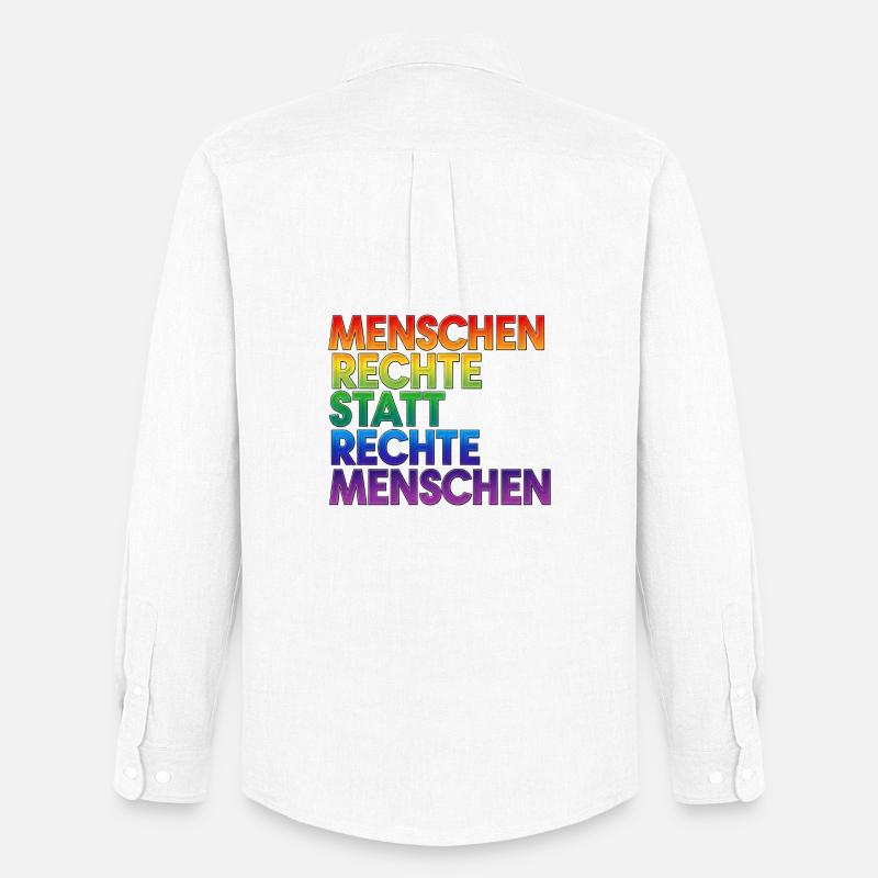 Regenbogen Statement Spruch Menschenrechte - Männer Oxford Hemd von Stanley/Stella - Weiß