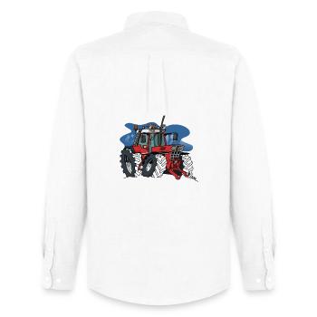 0871 IH Zugmaschine - Männer Oxford Hemd von Stanley/Stella - Weiß - Hinten - AI Model Male 185 dark (185cm)