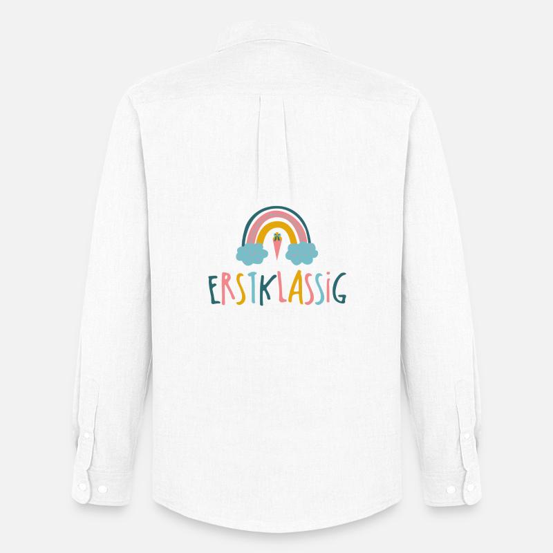 Erstlassig - Schulkind - Regenbogen - Männer Oxford Hemd von Stanley/Stella - Weiß