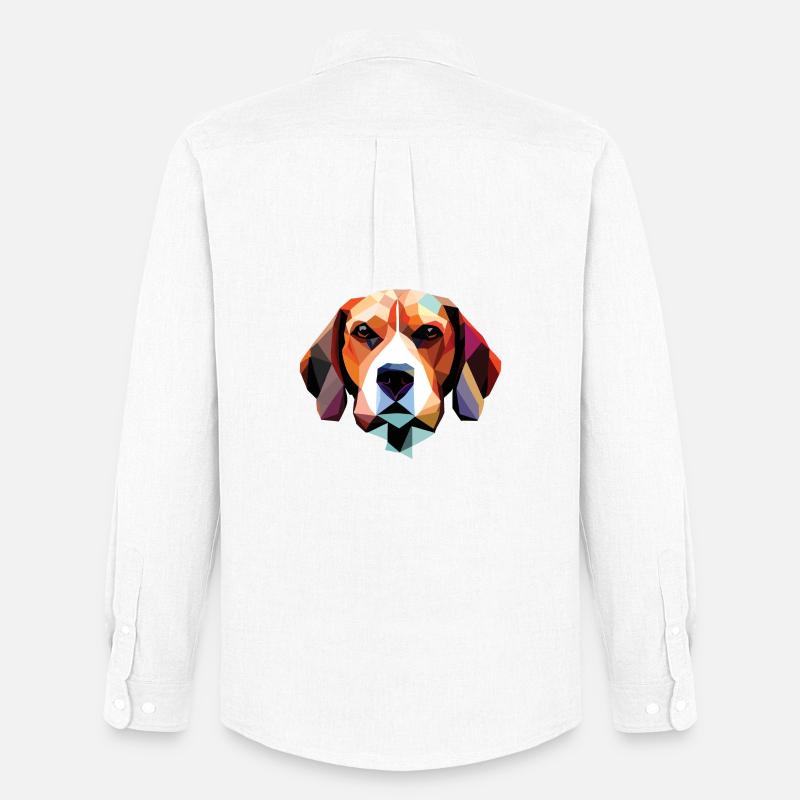 Beagle Hund Polygon - Männer Oxford Hemd von Stanley/Stella - Weiß