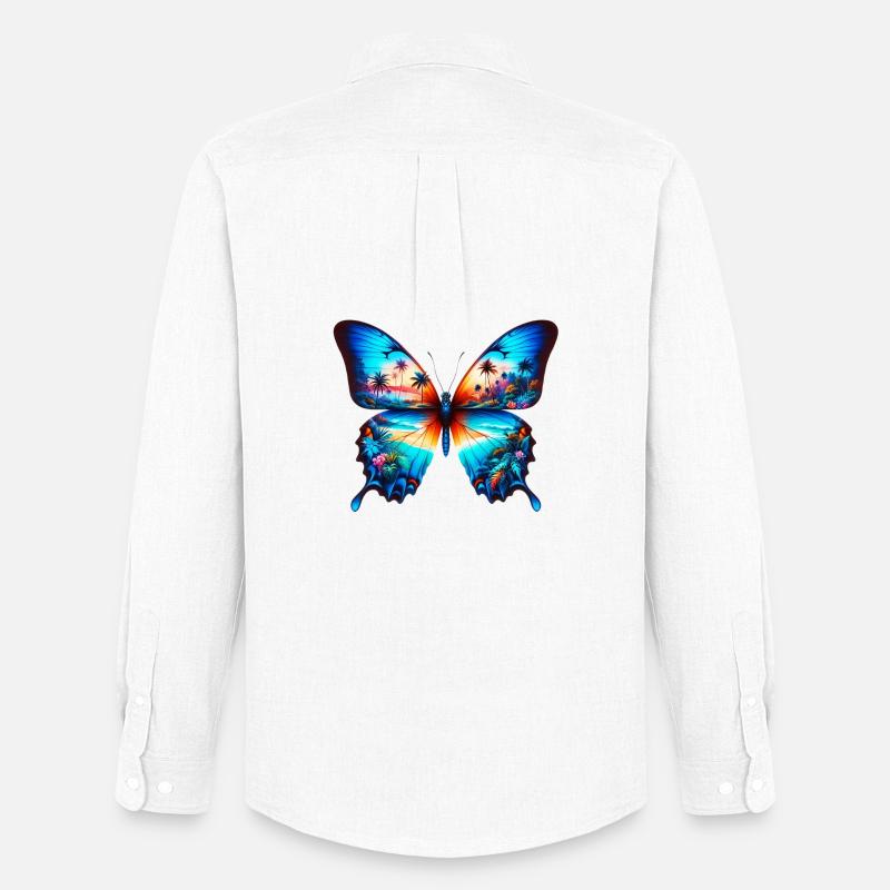 Schmetterling - Männer Oxford Hemd von Stanley/Stella - Weiß