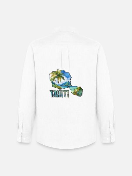 Carte aquarelle Tahiti - Chemise Oxford homme Stanley/Stella - blanc