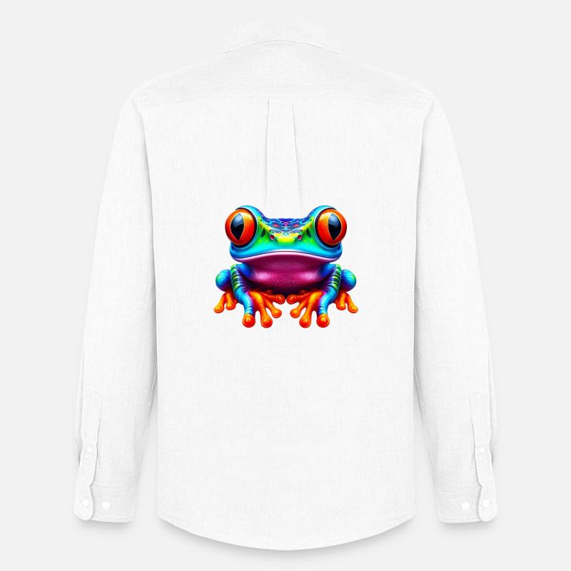 Frosch - Männer Oxford Hemd von Stanley/Stella - Weiß
