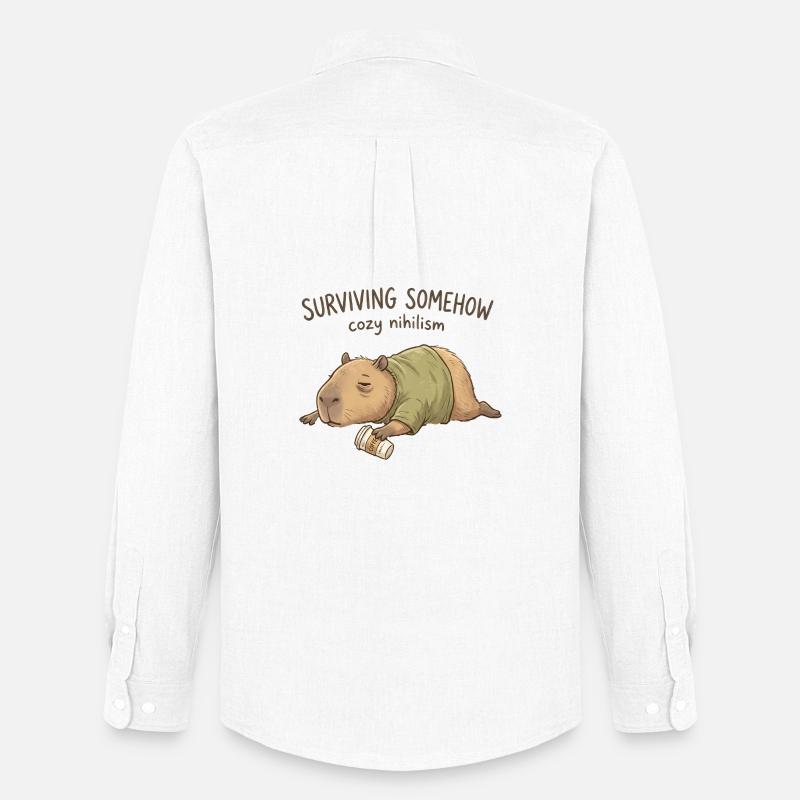 Kuscheliger Nihilismus Capybara - Männer Oxford Hemd von Stanley/Stella - Weiß