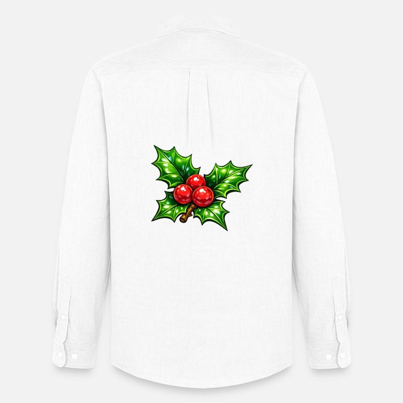 Stechpalme mit Beeren - Männer Oxford Hemd von Stanley/Stella - Weiß