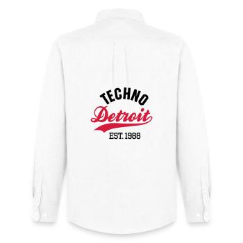Techno Detroit est.1988 - Chemise Oxford homme Stanley/Stella - blanc - Dos - AI Model Male 185 dark (185cm)