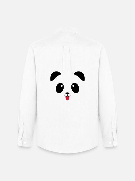 Panda Gesicht Zunge - Männer Oxford Hemd von Stanley/Stella - Weiß