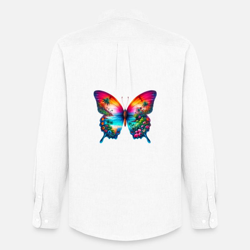 Schmetterling - Männer Oxford Hemd von Stanley/Stella - Weiß