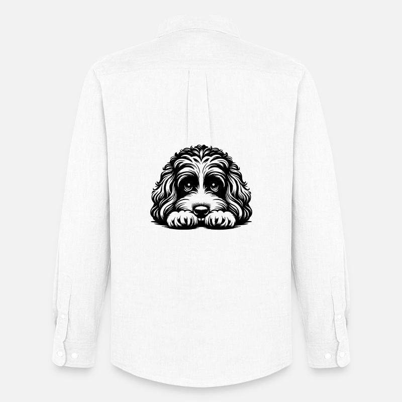 Cavapoo Head with Paws - Men's Oxford Shirt by Stanley/Stella - white