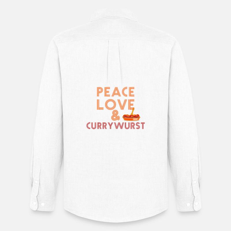 Peace, Love & Currywurst - Männer Oxford Hemd von Stanley/Stella - Weiß