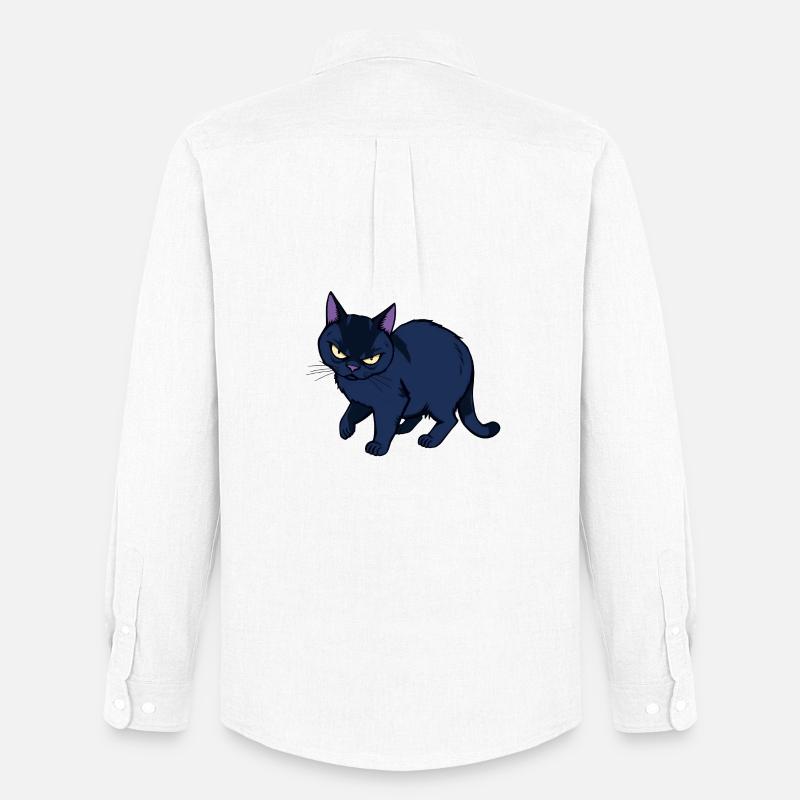 Grimmige schwarze Katze - Männer Oxford Hemd von Stanley/Stella - Weiß