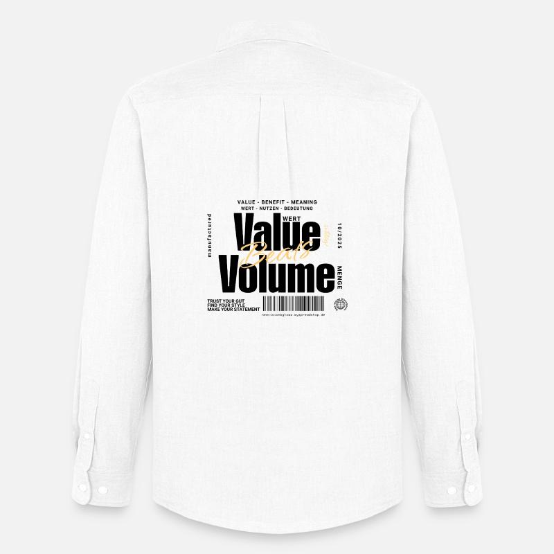 Value Beats Volume – Statement Design (Hell) - Männer Oxford Hemd von Stanley/Stella - Weiß