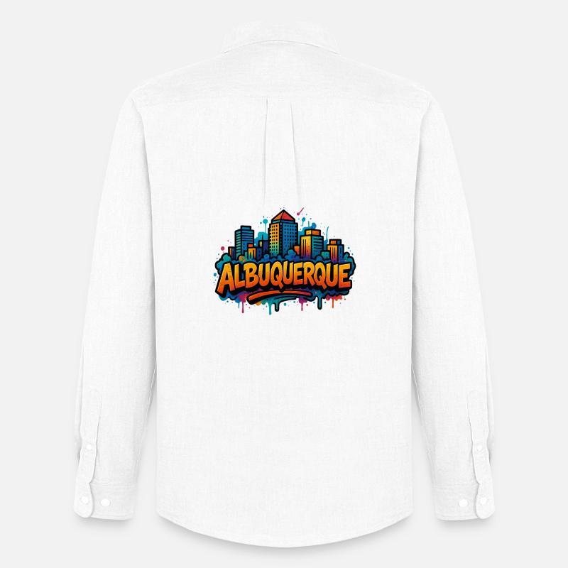 Albuquerque Graffiti Skyline - Männer Oxford Hemd von Stanley/Stella - Weiß