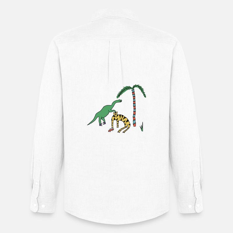 Tiger & Dino  - Männer Oxford Hemd von Stanley/Stella - Weiß