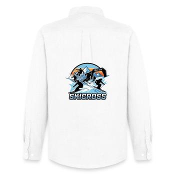 Action de course de skicross dans la neige - Chemise Oxford homme Stanley/Stella - blanc - Dos - AI Model Male 185 dark (185cm)
