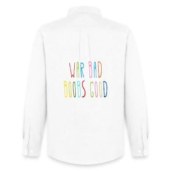 War Bad Boobs Good Lustiger Spruch - Men's Oxford Shirt by Stanley/Stella - white - Back - AI Model Male 185 dark (185cm)