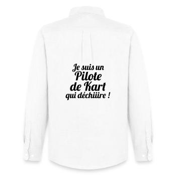 Karting / Kart / Go-Kart / Sport / Driver - Men's Oxford Shirt by Stanley/Stella - white - Back - AI Model Male 185 dark (185cm)