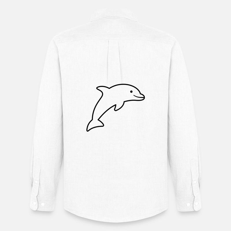 Delfin Symbol Umriss fröhlich springend - Männer Oxford Hemd von Stanley/Stella - Weiß