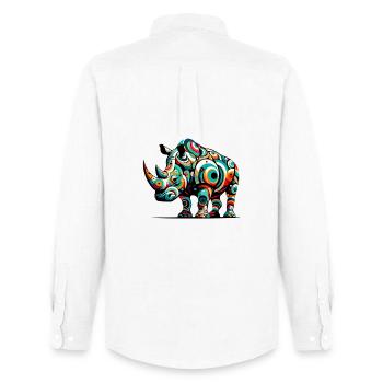 Nashorn - Männer Oxford Hemd von Stanley/Stella - Weiß - Hinten - AI Model Male 185 dark (185cm)