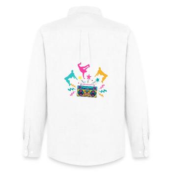 Boombox Neon Dancing Silhouettes - Men's Oxford Shirt by Stanley/Stella - white - Back - AI Model Male 185 dark (185cm)