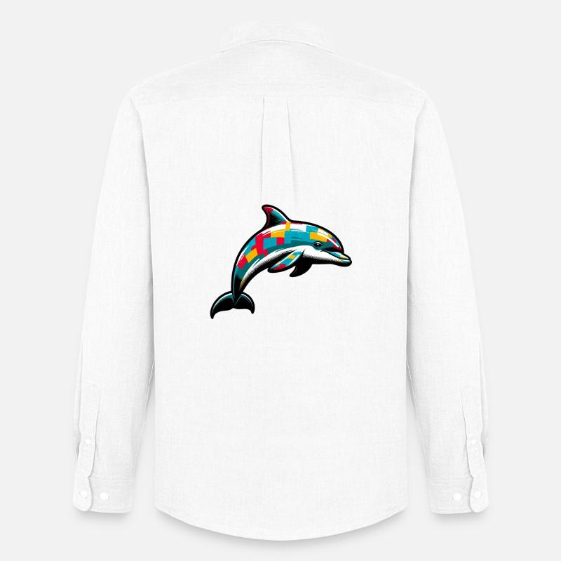 Delfin - Männer Oxford Hemd von Stanley/Stella - Weiß