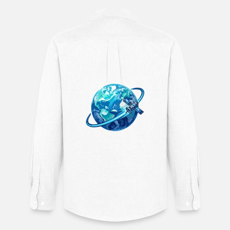Erde Blauer Planet Satellit Globus Satellitenring - Männer Oxford Hemd von Stanley/Stella - Weiß