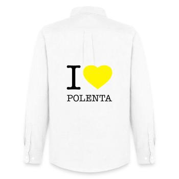 I LOVE POLENTA Mais - Männer Oxford Hemd von Stanley/Stella - Weiß - Hinten - AI Model Male 185 dark (185cm)
