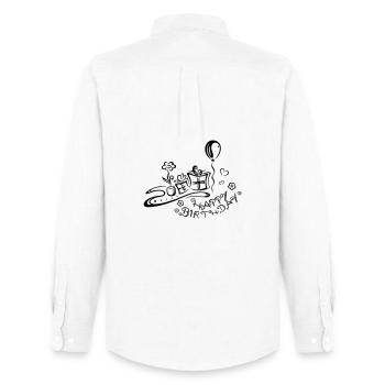 Happy Birthday motif, Congratulations - Men's Oxford Shirt by Stanley/Stella - white - Back - AI Model Male 185 dark (185cm)
