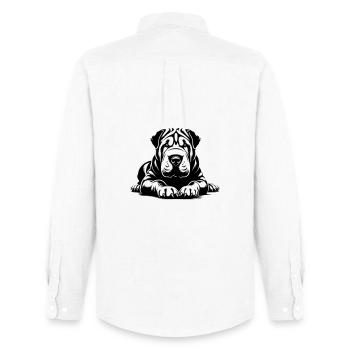 Shar Pei - Männer Oxford Hemd von Stanley/Stella - Weiß - Hinten - AI Model Male 185 dark (185cm)