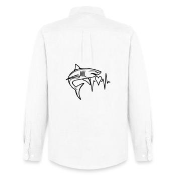 Shark Love – Heartbeat of the Ocean - Men's Oxford Shirt by Stanley/Stella - white - Back - AI Model Male 185 dark (185cm)