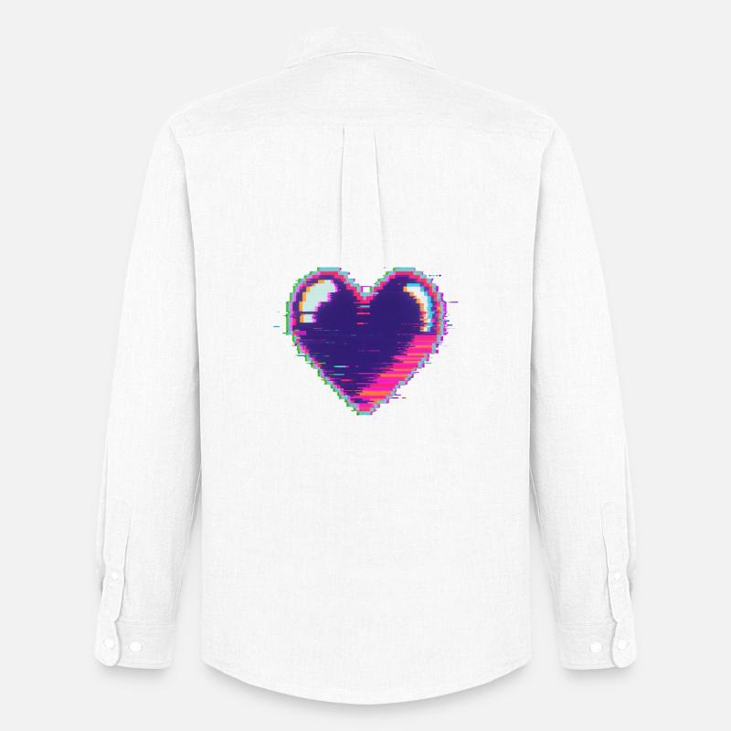 Glitchherz Neon Pixel Liebe Nerd - Männer Oxford Hemd von Stanley/Stella - Weiß