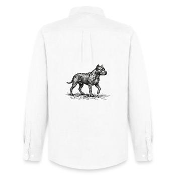Croquis de pitbull – Design minimaliste de chien - Chemise Oxford homme Stanley/Stella - blanc - Dos - AI Model Male 185 dark (185cm)