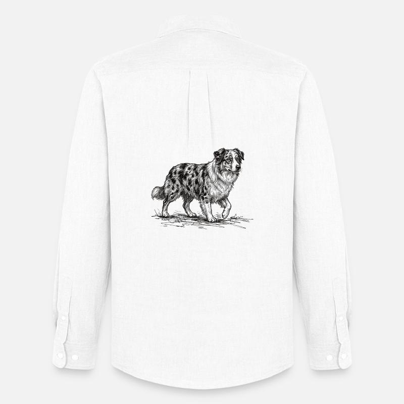 Australian Shepherd Sketch – Hund Design - Männer Oxford Hemd von Stanley/Stella - Weiß