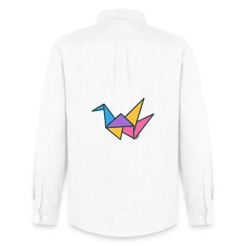 Bunte Origami-Kran-Geometrie - Männer Oxford Hemd von Stanley/Stella - Weiß - Hinten - AI Model Male 185 dark (185cm)
