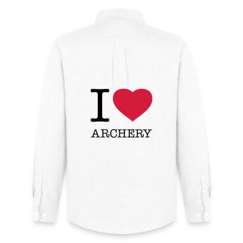 I LOVE ARCHERY Archery Bow and arrow - Men's Oxford Shirt by Stanley/Stella - white - Back - AI Model Male 185 dark (185cm)