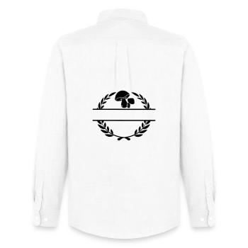 Logo de la champignonnière - Chemise Oxford homme Stanley/Stella - blanc - Dos - AI Model Male 185 dark (185cm)