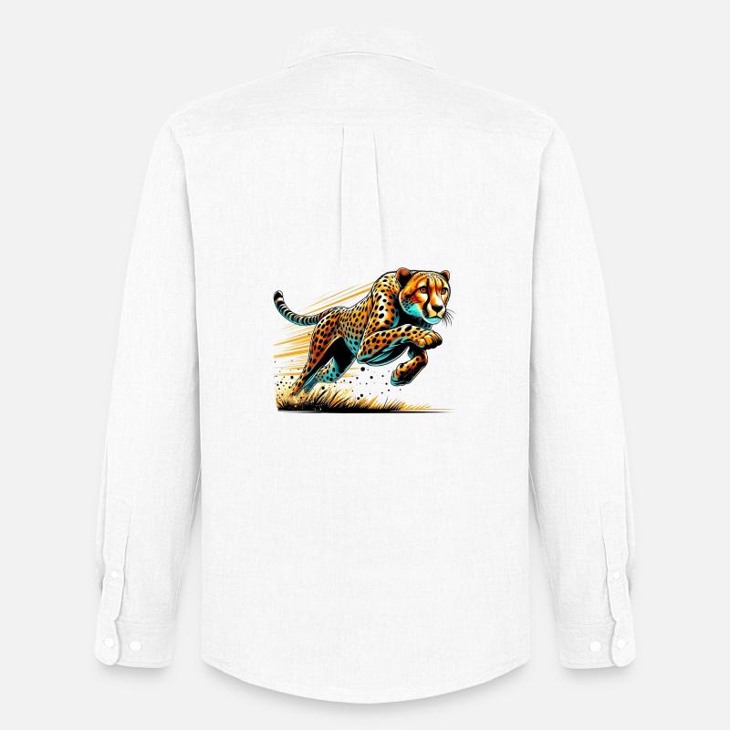 Gepard - Männer Oxford Hemd von Stanley/Stella - Weiß
