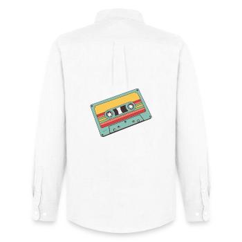 Cassette Pastel Rétro - Chemise Oxford homme Stanley/Stella - blanc - Dos - AI Model Male 185 dark (185cm)