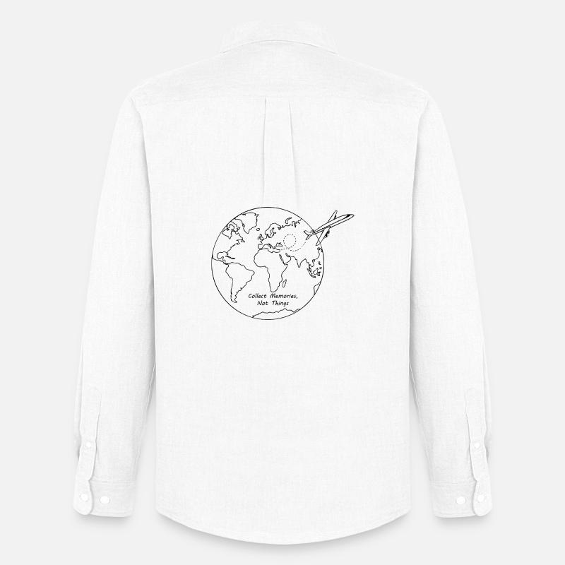 Sammle Erinnerungen, nicht Dinge, Traveller-Design - Männer Oxford Hemd von Stanley/Stella - Weiß
