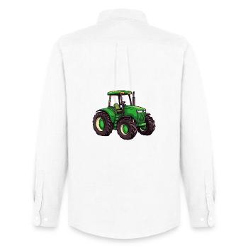 Tracteur vert - Chemise Oxford homme Stanley/Stella - blanc - Dos - AI Model Male 185 dark (185cm)