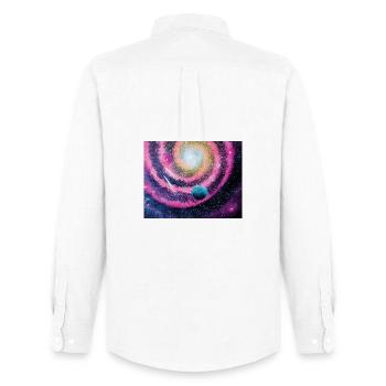 Galaxie rose - Chemise Oxford homme Stanley/Stella - blanc - Dos - AI Model Male 185 dark (185cm)