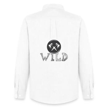 Icône de l’outil Wild Axe Icône du logo Emblème graphique - Chemise Oxford homme Stanley/Stella - blanc - Dos - AI Model Male 185 dark (185cm)