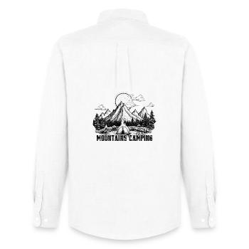 Mountain camping - Men's Oxford Shirt by Stanley/Stella - white - Back - AI Model Male 185 dark (185cm)