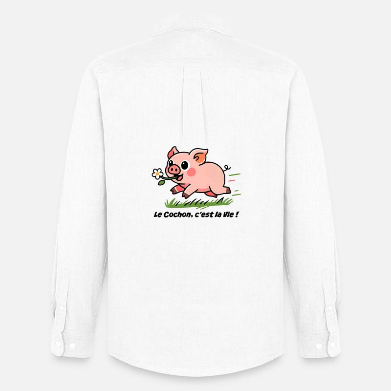 Le Cochon c'est la vie! - Männer Oxford Hemd von Stanley/Stella - Weiß
