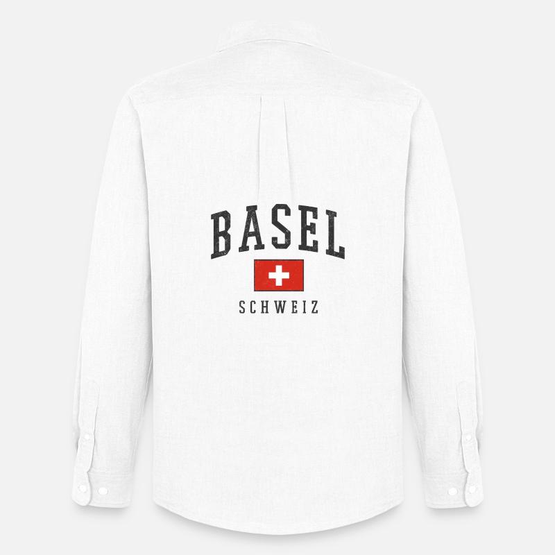 Basel Schweiz Design mit Flagge  - Männer Oxford Hemd von Stanley/Stella - Weiß