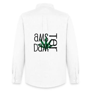 Amsterdam - Cannabis - Weed - Men's Oxford Shirt by Stanley/Stella - white - Back - AI Model Male 185 dark (185cm)