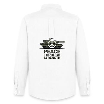 Peace Over Tanks Emblem - Men's Oxford Shirt by Stanley/Stella - white - Back - AI Model Male 185 dark (185cm)