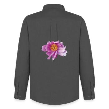 Peony_Dancing_in_Wind - Men's Oxford Shirt by Stanley/Stella - anthracite - Back - AI Model Male 185 dark (185cm)