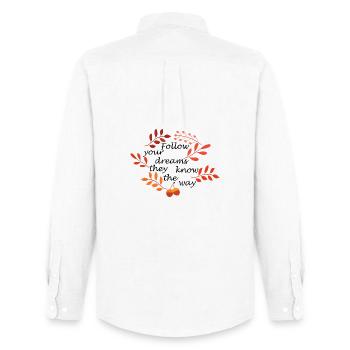 Autumn Leaves and Acorns Pattern - Men's Oxford Shirt by Stanley/Stella - white - Back - AI Model Male 185 dark (185cm)