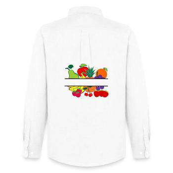 Obstlogo-Shop oder Obstbauer - Männer Oxford Hemd von Stanley/Stella - Weiß - Hinten - AI Model Male 185 dark (185cm)